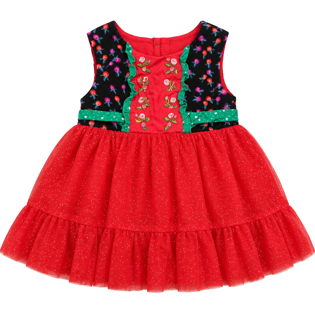 Matilda Jane Caroling Away Dress Size 4 Red Tulle Holiday 1