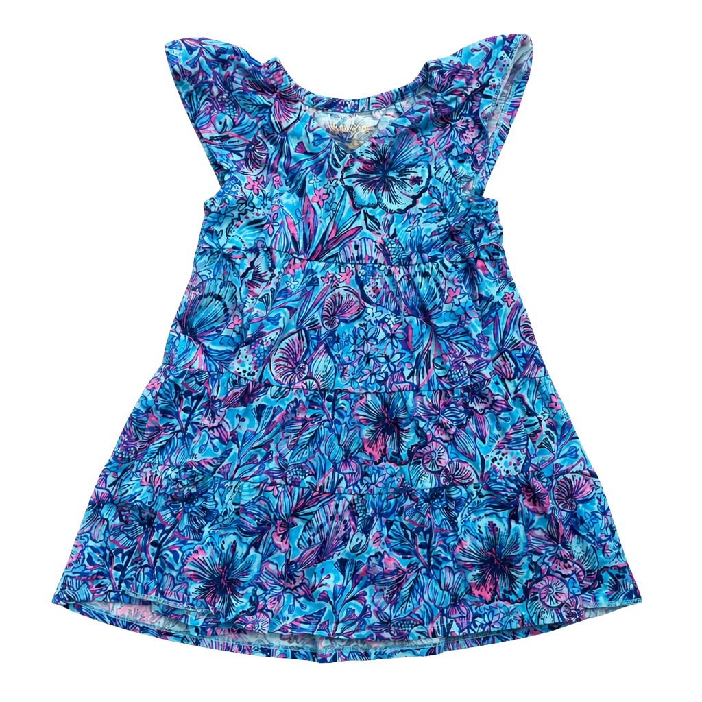 Lilly Pulitzer Girls Kawai Flutter Sleeve Dress Size S 1