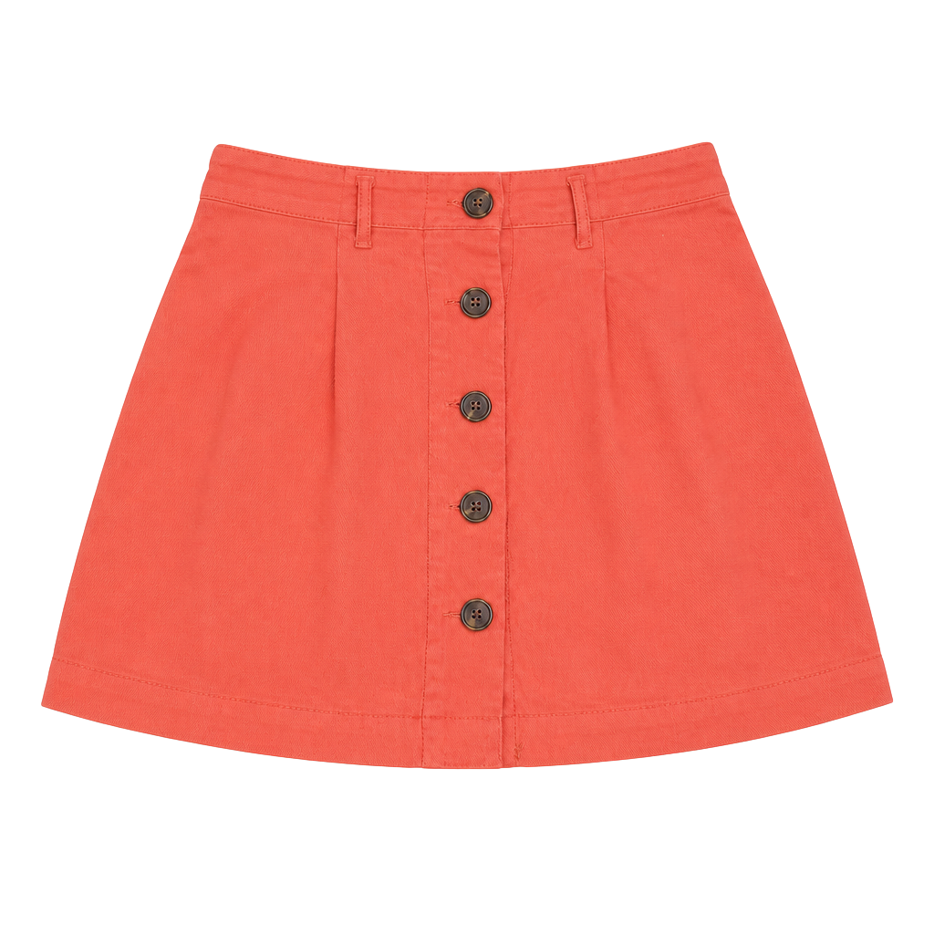 Salmon Orange Linen Mini Skirt Coastal Sailor Buttons Y2K Size 12 Max Studios 1
