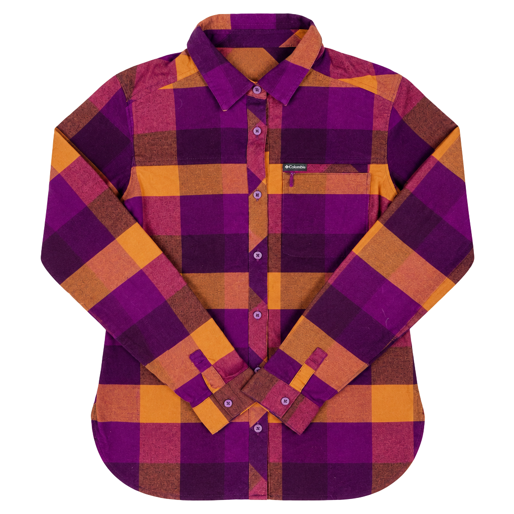 Columbia Plaid Flannel Shirt Purple Orange 1