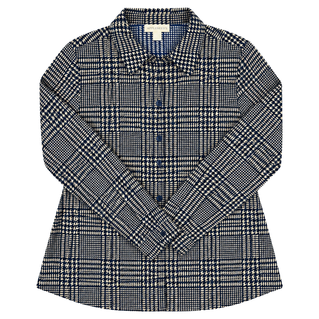 Appleseed's Houndstooth Button-Down Blouse Size 14 1