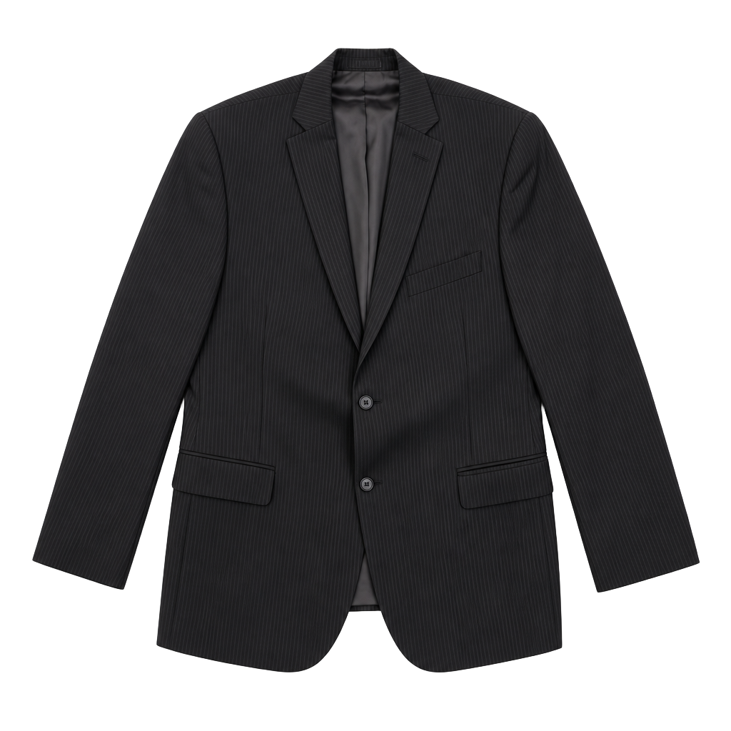 Murano Collezione Men's Black Pinstripe Two-Button Blazer Jacket 43R 1