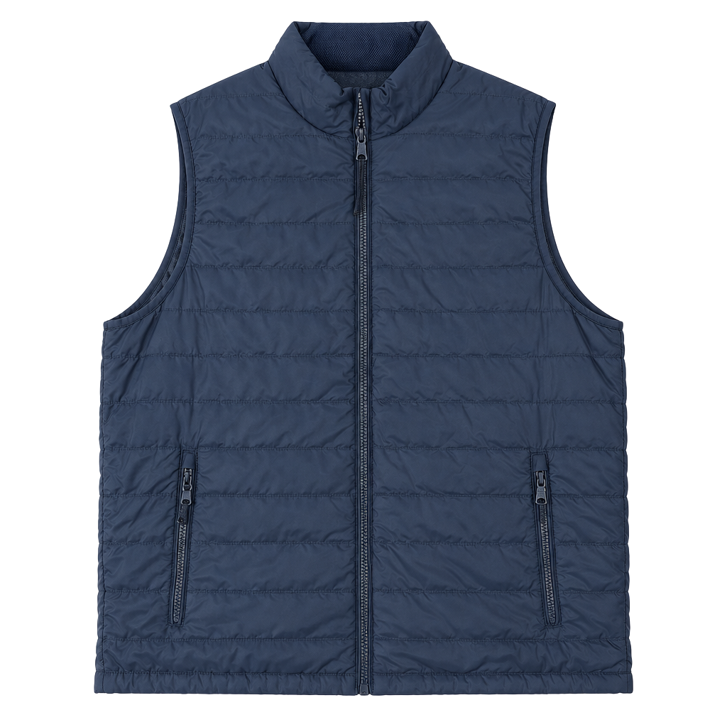 Banana Republic Puffer Vest Size L Blue Quilted Full Zip 1