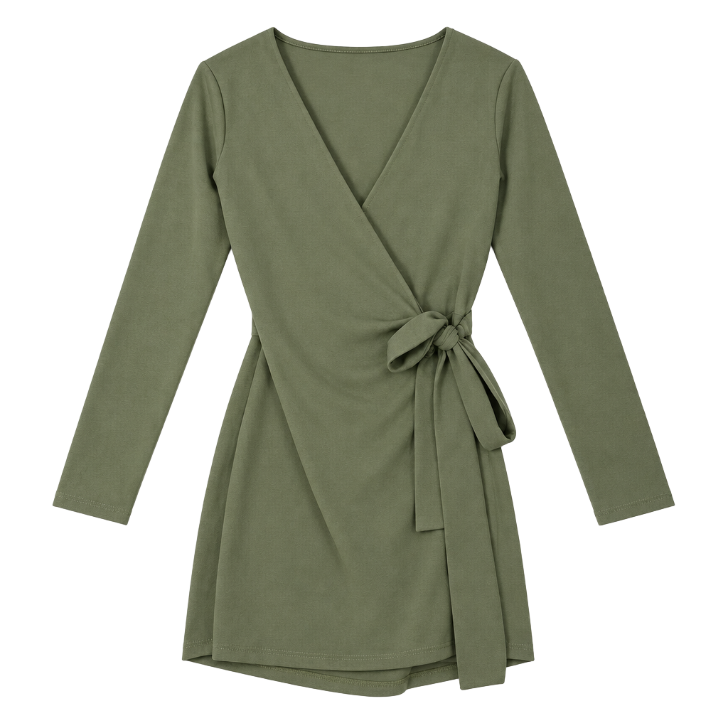 Fashion Nova Wrap Romper Size S Olive Green Long Sleeve New 1