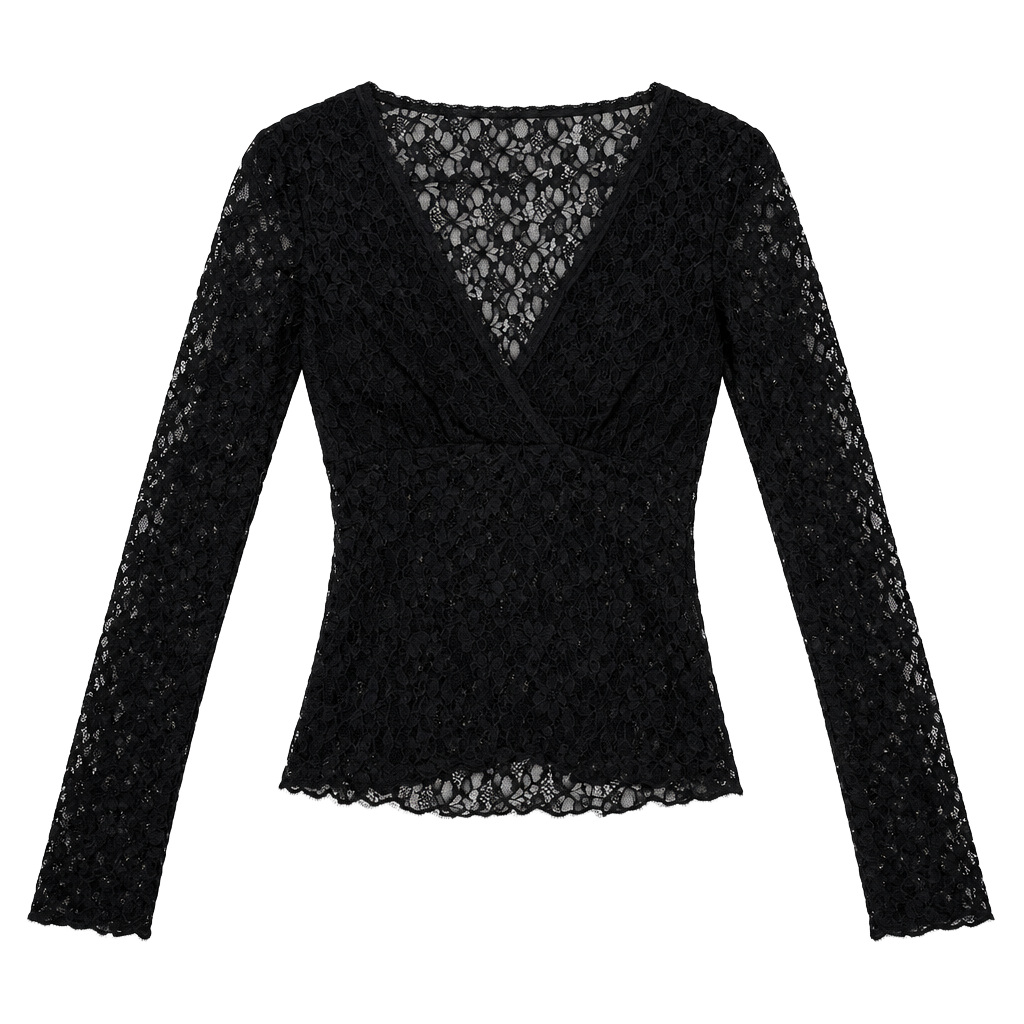 Cotton On Zali Cross Over Long Sleeve Top Size XS Black Lace 1