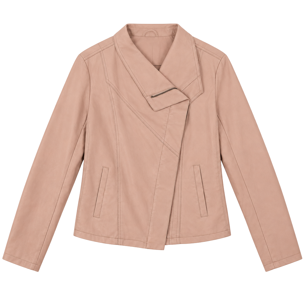 A New Day Faux Leather Moto Jacket Size XL Pink Asymmetrical 1