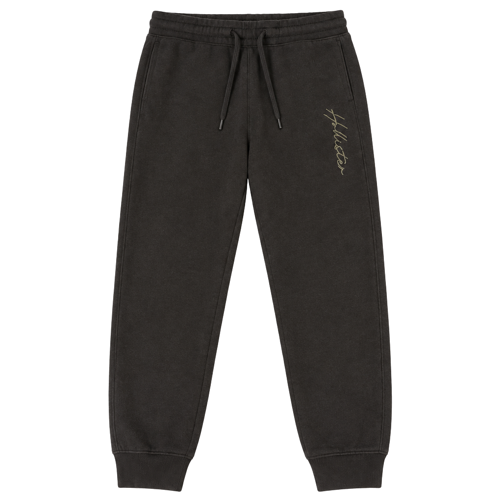 Hollister Script Logo Sweatpants Size S Brown Fleece Drawstring Joggers 1