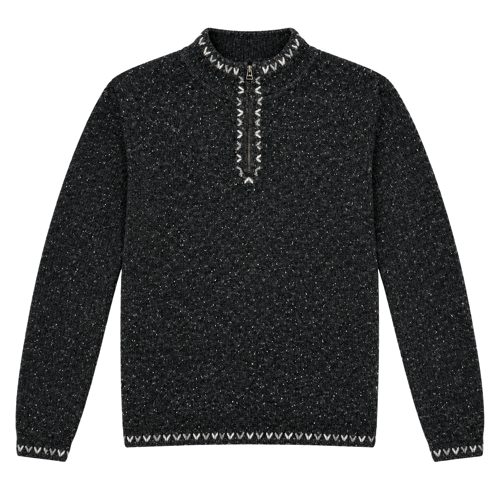 WOOLRICH Onyx Heather Pullover 1/4 Zip Sweater L 1