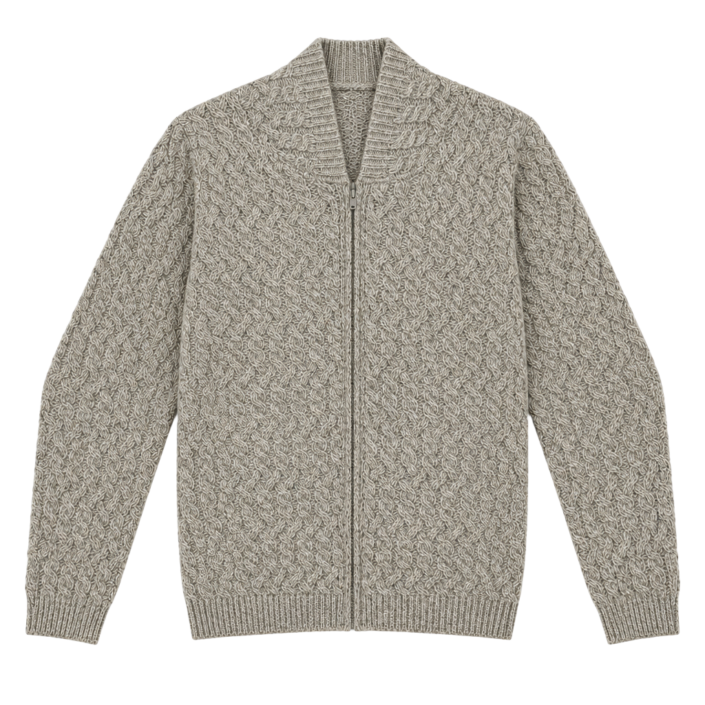 Aran Crafts Full Zip Hooded Sweater Size M Merino Wool 1