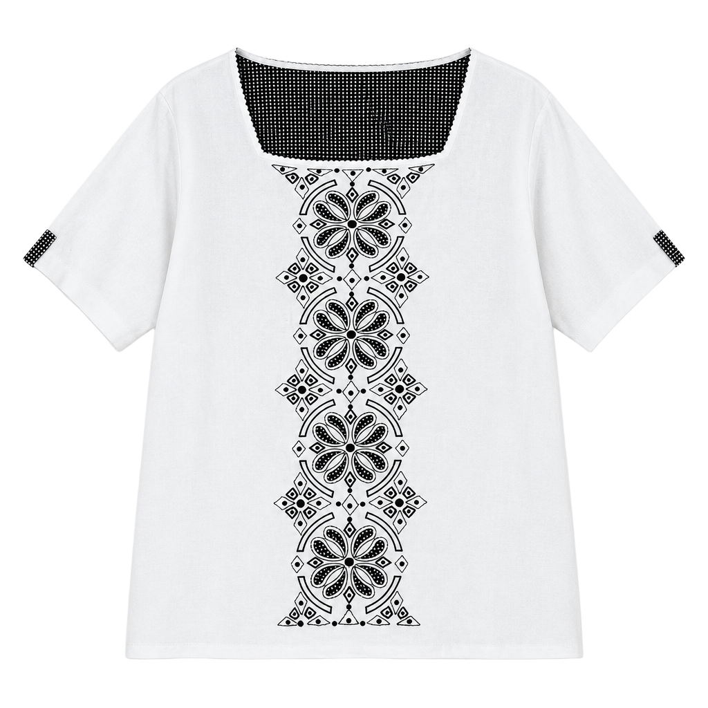 Alfred Dunner Embroidered Top Size 2X White Black 1