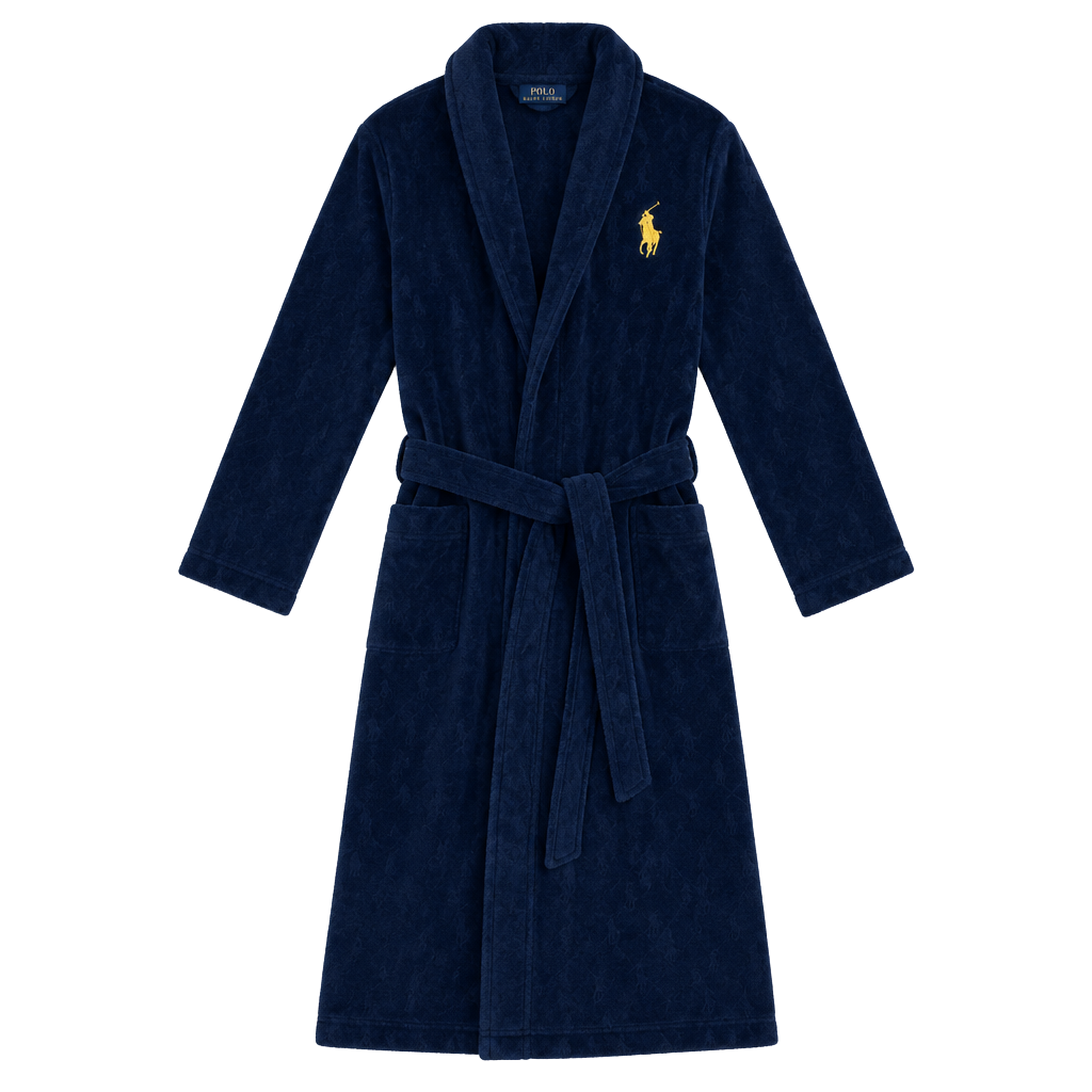 Polo Ralph Lauren Robe Size L/XL Navy Blue Fleece 1