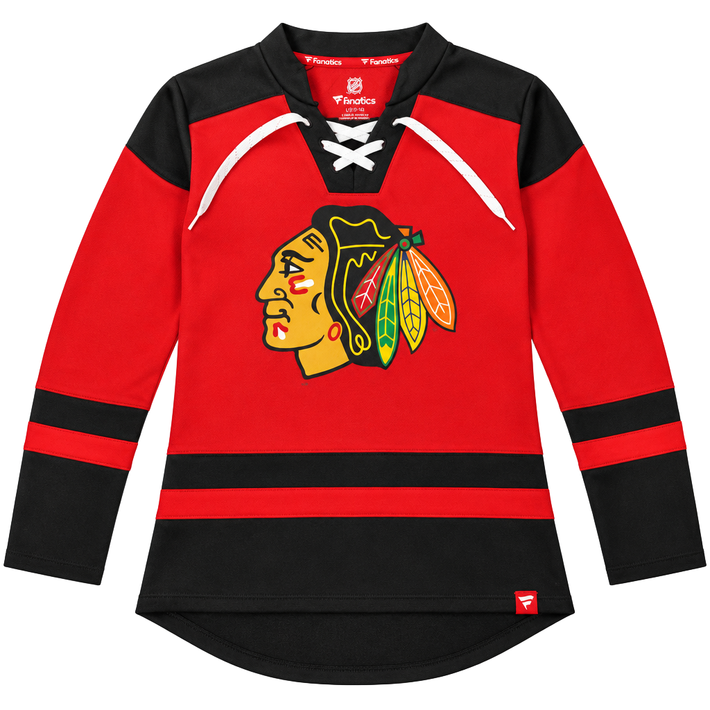 Fanatics Chicago Blackhawks Sweatshirt Size M Red Black Hockey Lace Up 1