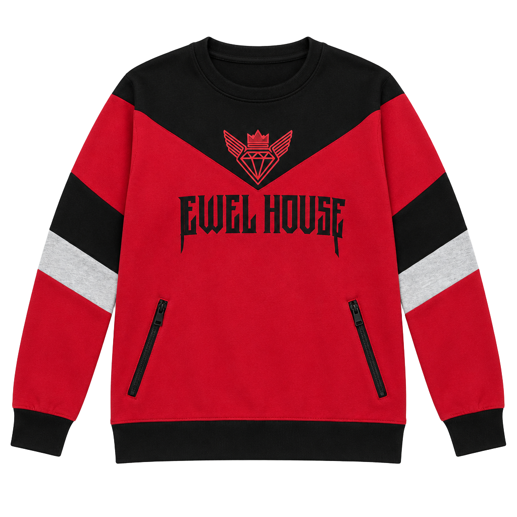 Jewel House Colorblock Sweatshirt Black Red 1