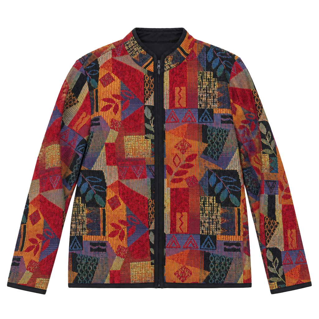 Coldwater Creek Tapestry Jacket Size L Multi Color Geometric Zip Up 1