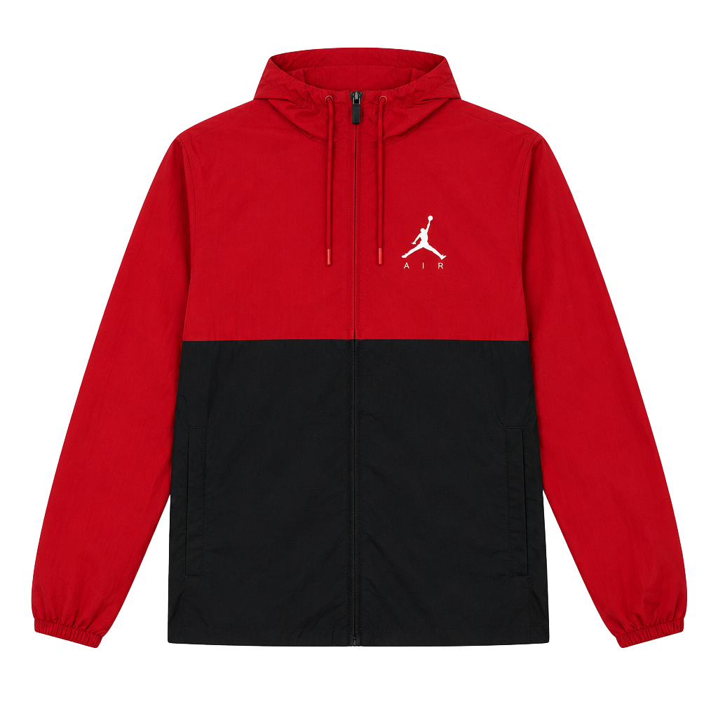 Jordan Windbreaker Jacket Size M Red Black Full Zip Hooded Jumpman 1