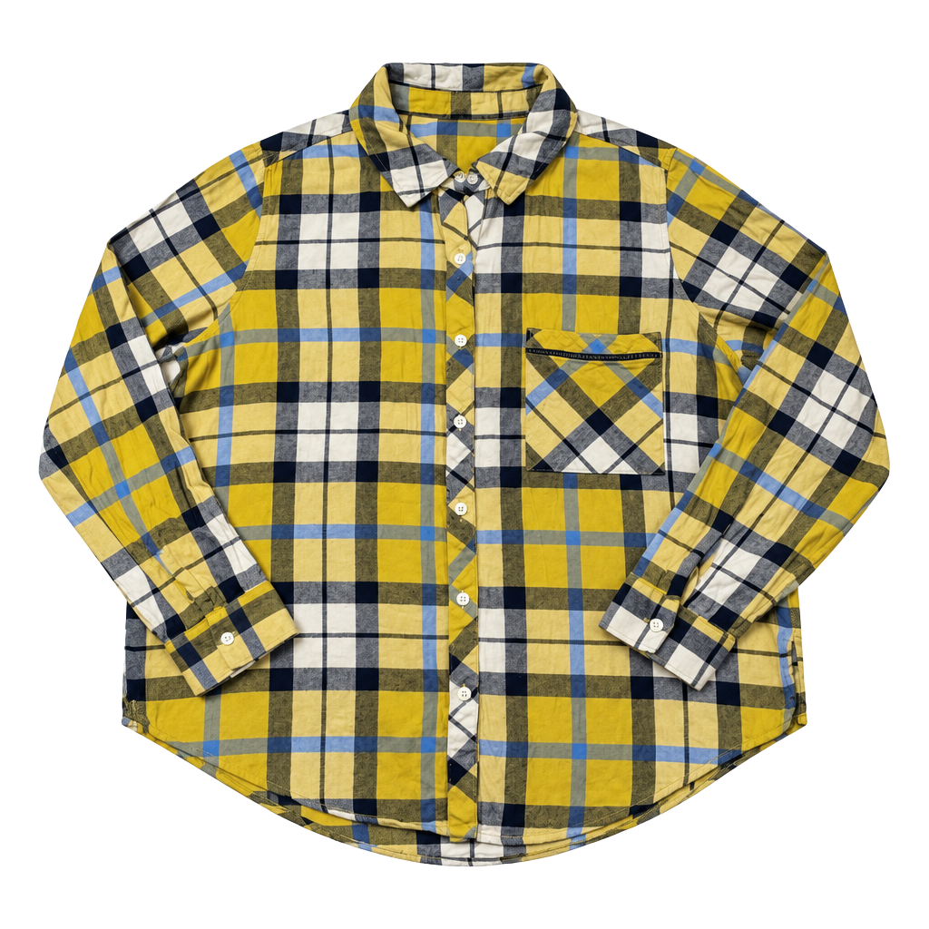 Aerie Plaid Flannel Button Up Shirt Size S Yellow Blue Long Sleeve 1