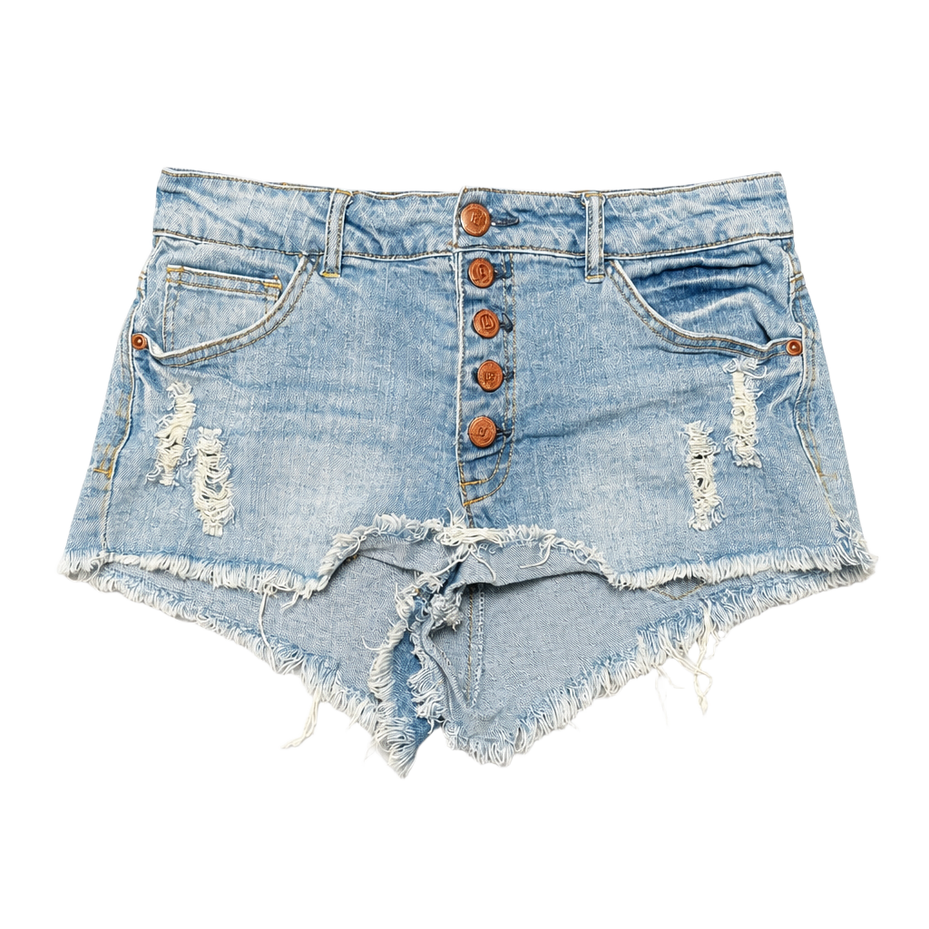 Highway Jeans HWY Jeans Distressed Raw Hem Button Fly Denim Shorts Size 9/10 1
