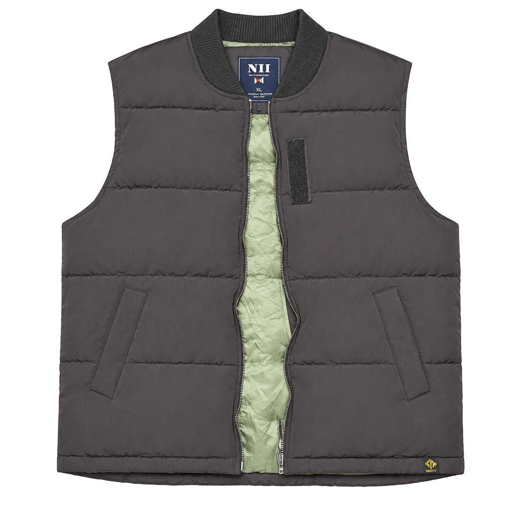 NII Puffer Vest Size XL Black Quilted Zip Up 1
