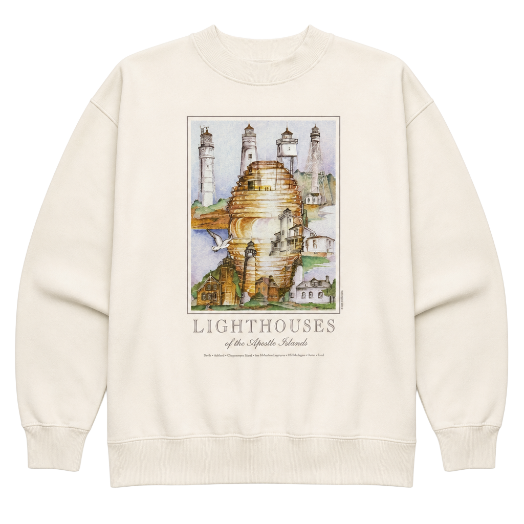 Vintage 90s Lighthouses of the Apostle Islands Crewneck Sweatshirt Large 1