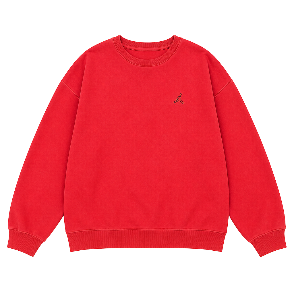 Jordan Sweatshirt Mens Large Red Essential Fleece Crewneck Pullover Air Jumpan ^ 1