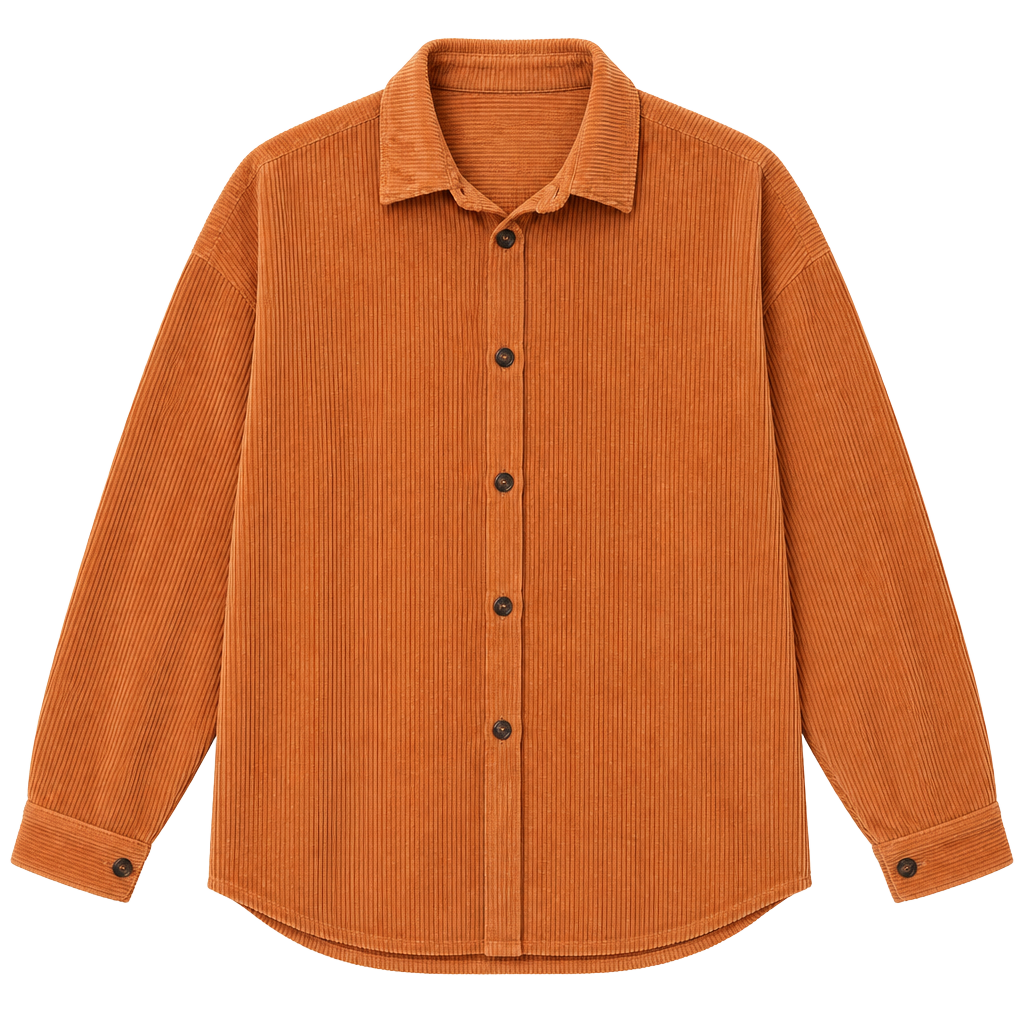 Unbranded Orange Corduroy Button-Up Shirt Size XL 1
