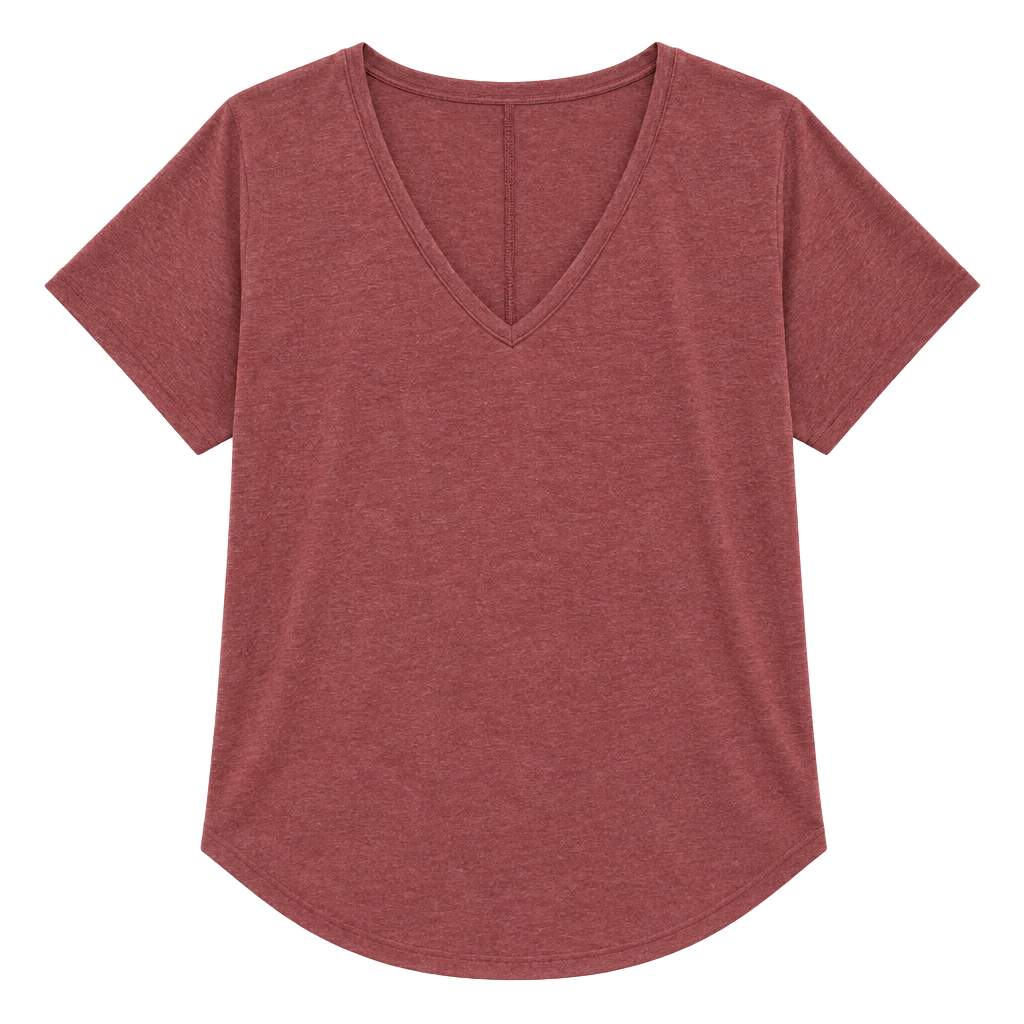 SHEIN V-Neck T-Shirt Size L Burgundy Short Sleeve Basic Top 1
