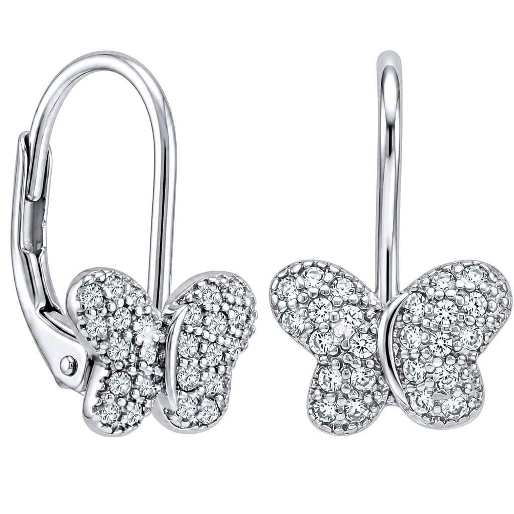 Charmsy Butterfly Rhodium Plated Leverback Earrings -New in box 1