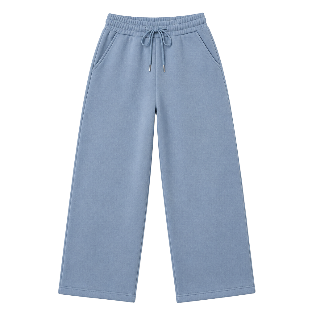 GaoCold Barrel Sweatpants Women Fleece Lined Wide Leg Drawstring Pants Blue 1