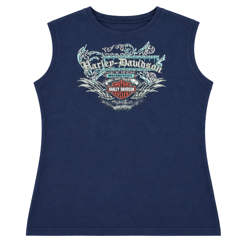 Harley-Davidson Tank Top Size L Blue Graphic Cool Springs Franklin TN 1