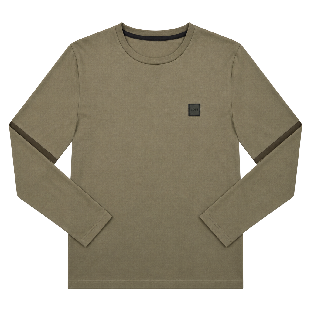 Hugo Boss Small Square Logo Long Sleeve Shirt Size S Olive Green 1
