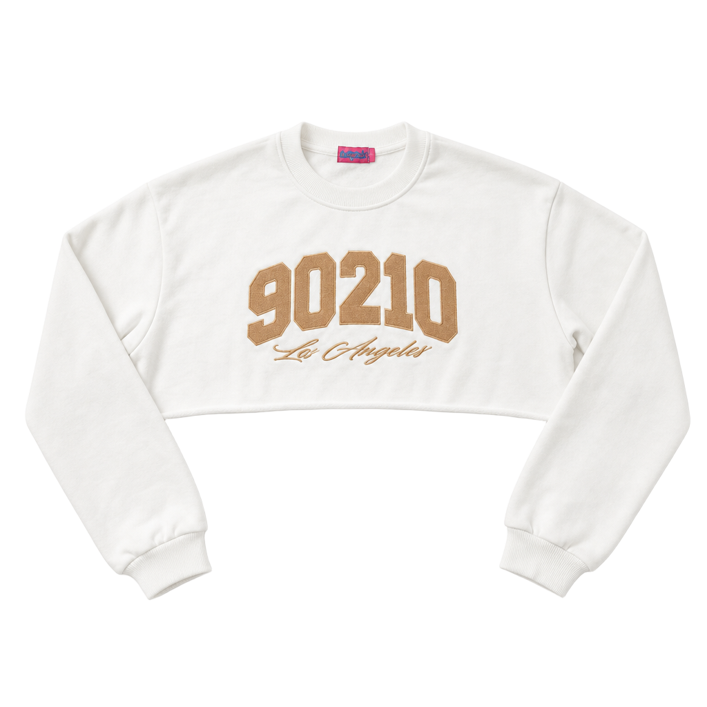 Edikted 90210 Los Angeles Cropped Sweatshirt White Size S 1