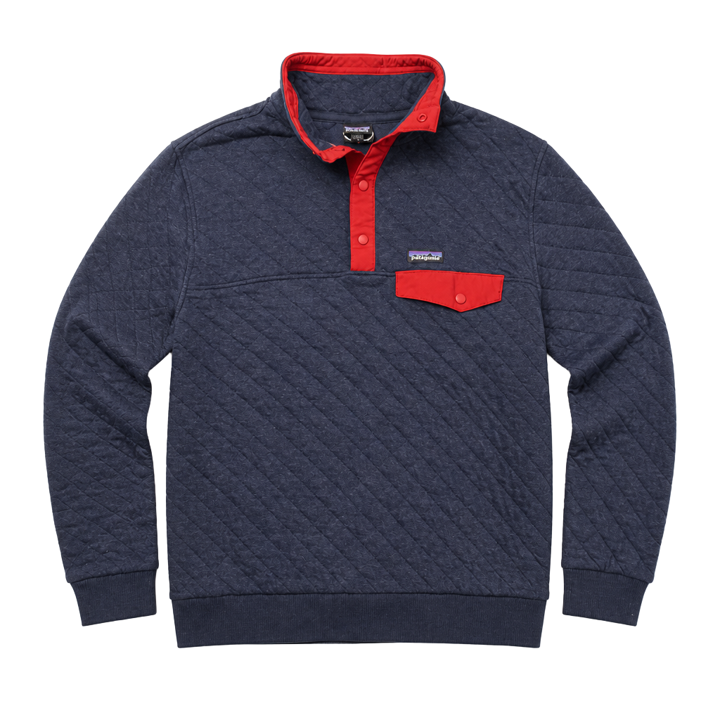 Patagonia Organic Cotton Quilt Snap-T Pullover Size L Navy Blue 1
