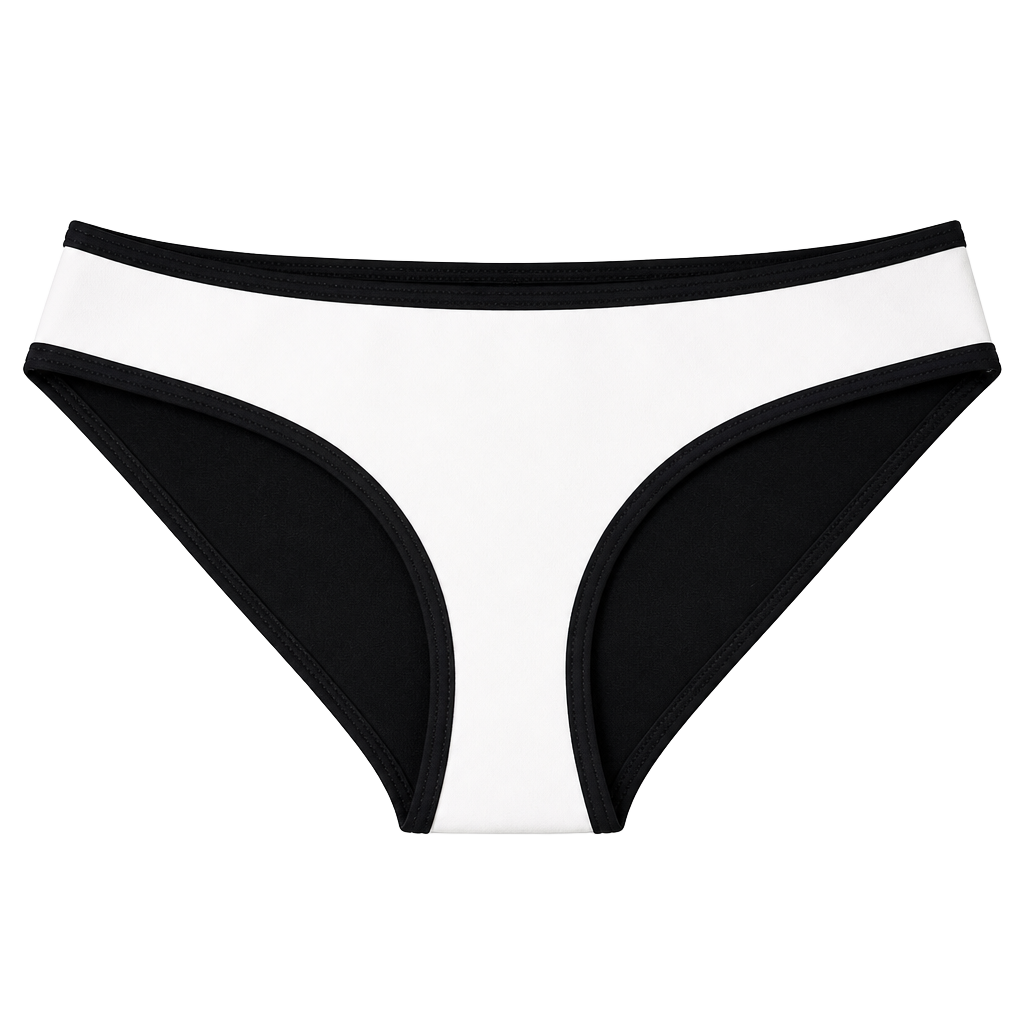 Ebuddy Neoprene Black and White Contrast Binding Bikini Bottom 1