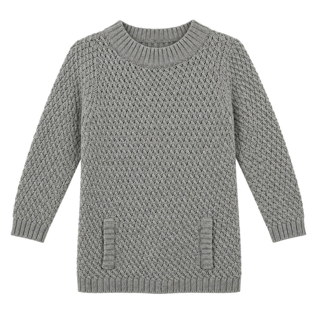 Talbots Petites P Gray Textured Knit Boat Neck Pullover Sweater with Front Pockets 1