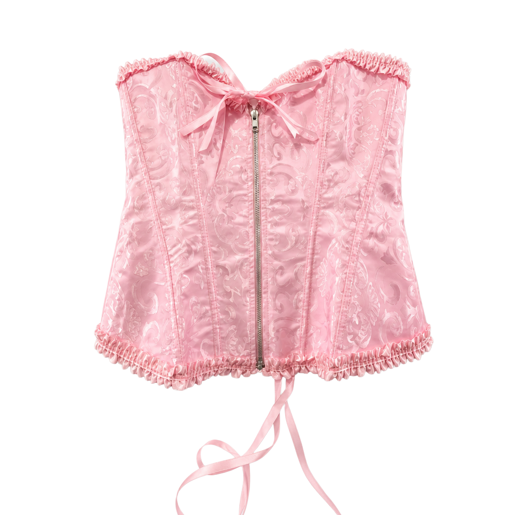 Womens Pink Brocade Corset Top Size M Cosplay Renaissance Fair Sexy 1