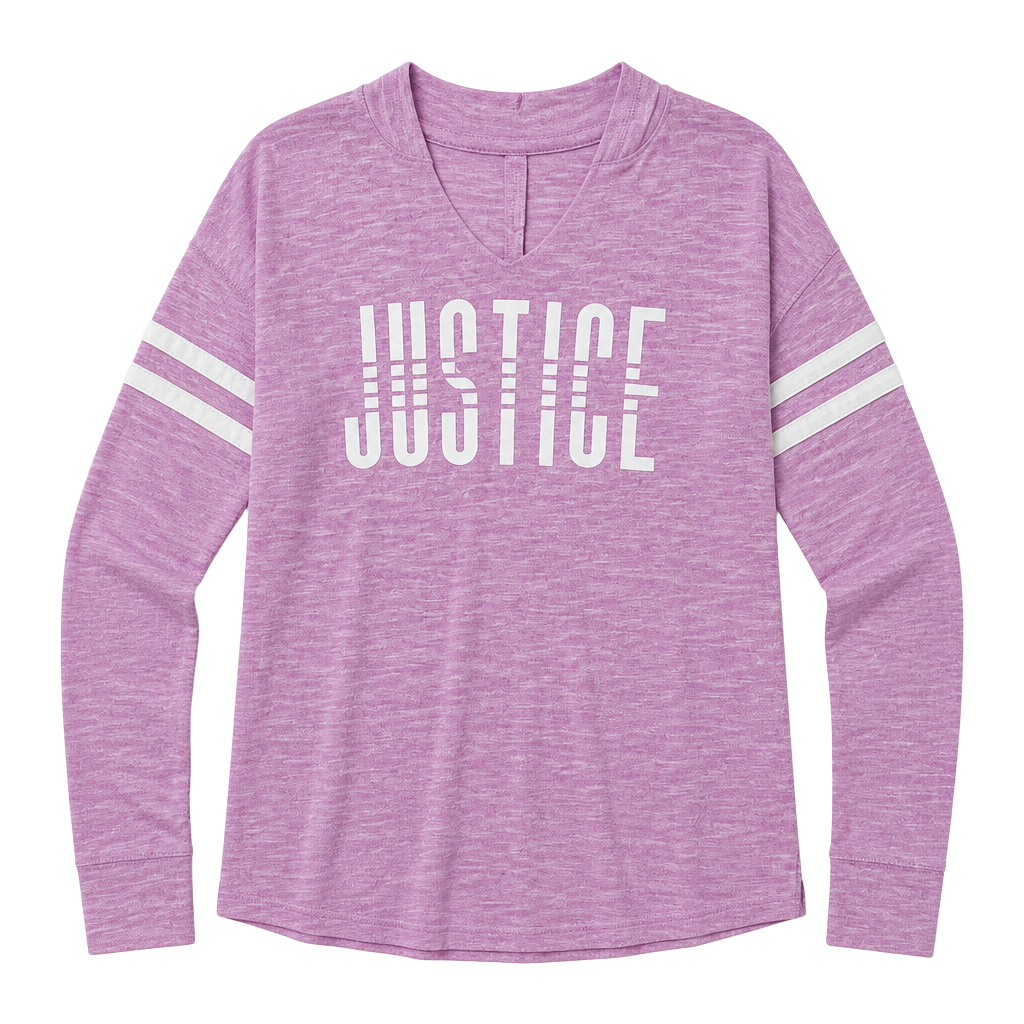 Justice Girls Hooded Long Sleeve Graphic Top Size 10 Varsity Stripe 1