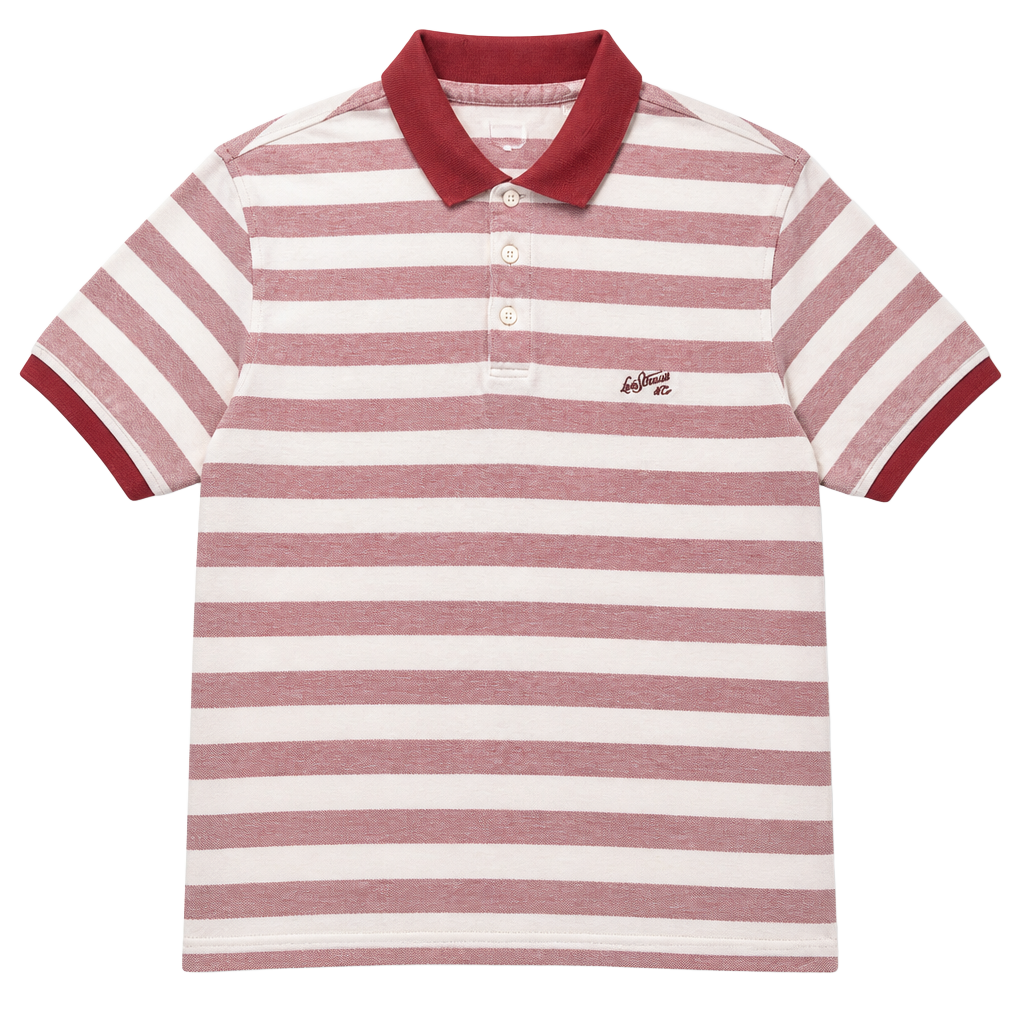 Levi’s Men’s Red Cream Striped Piqué Polo Shirt Logo Size Medium 1