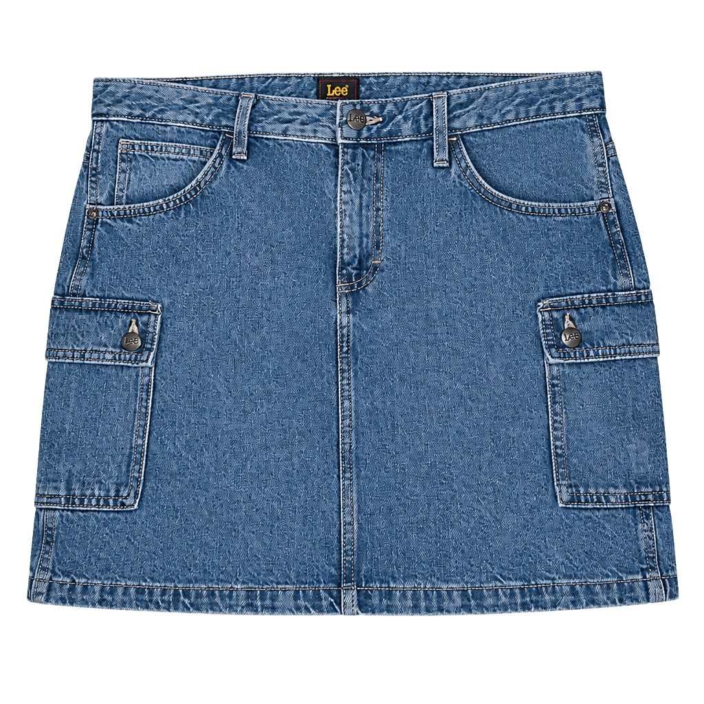 Lee Heritage Denim Cargo Mini Skirt Size 10 Bright Dream Blue 1