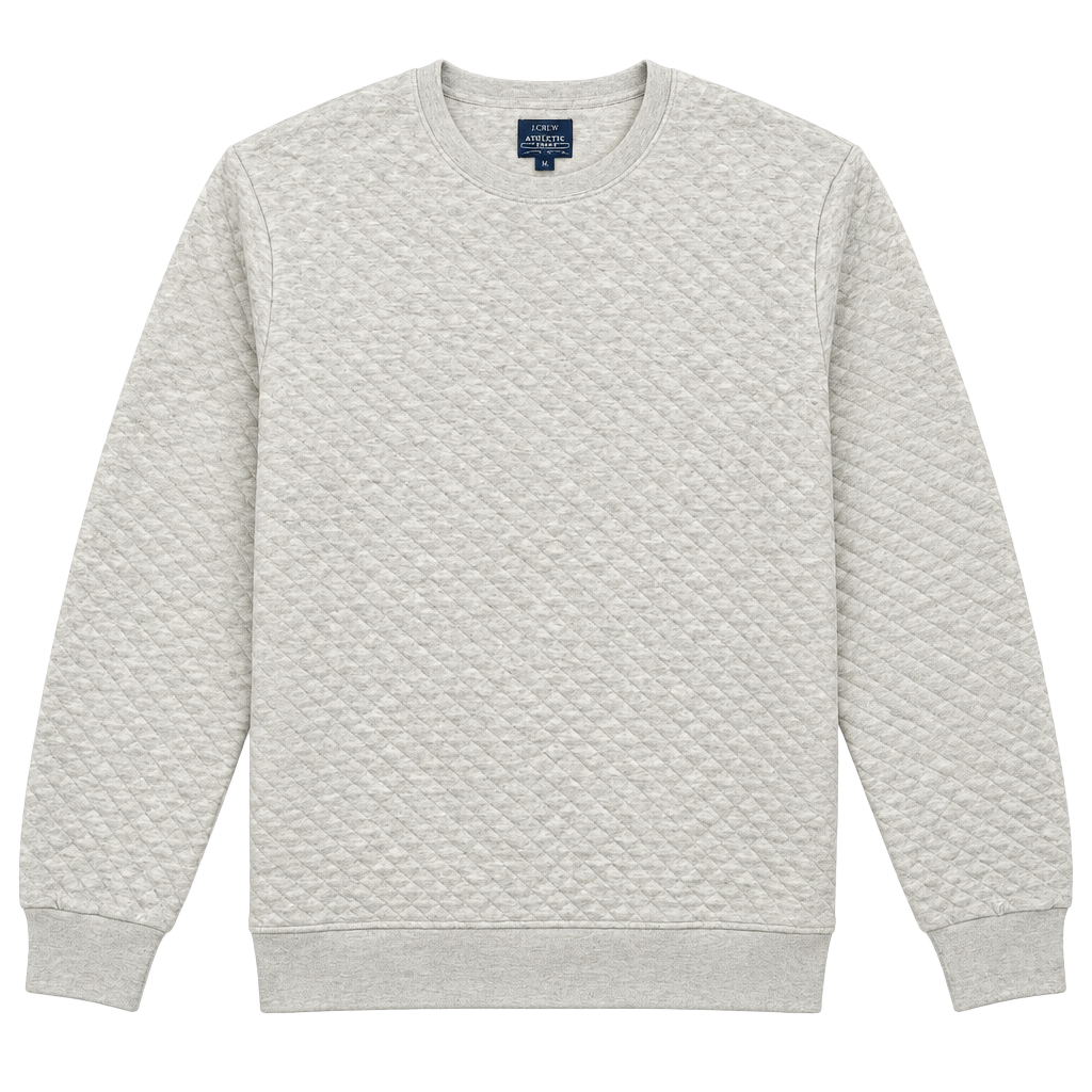 J.Crew Authentic Fleece Quilted Sweatshirt Size L Oatmeal NWT 1