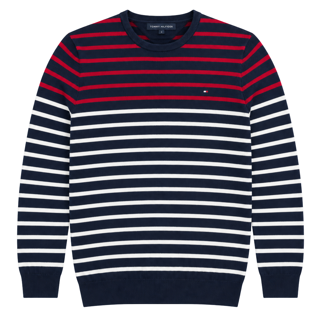 Tommy Hilfiger Crew Neck Striped Sweater Size XXL Navy Red White 1