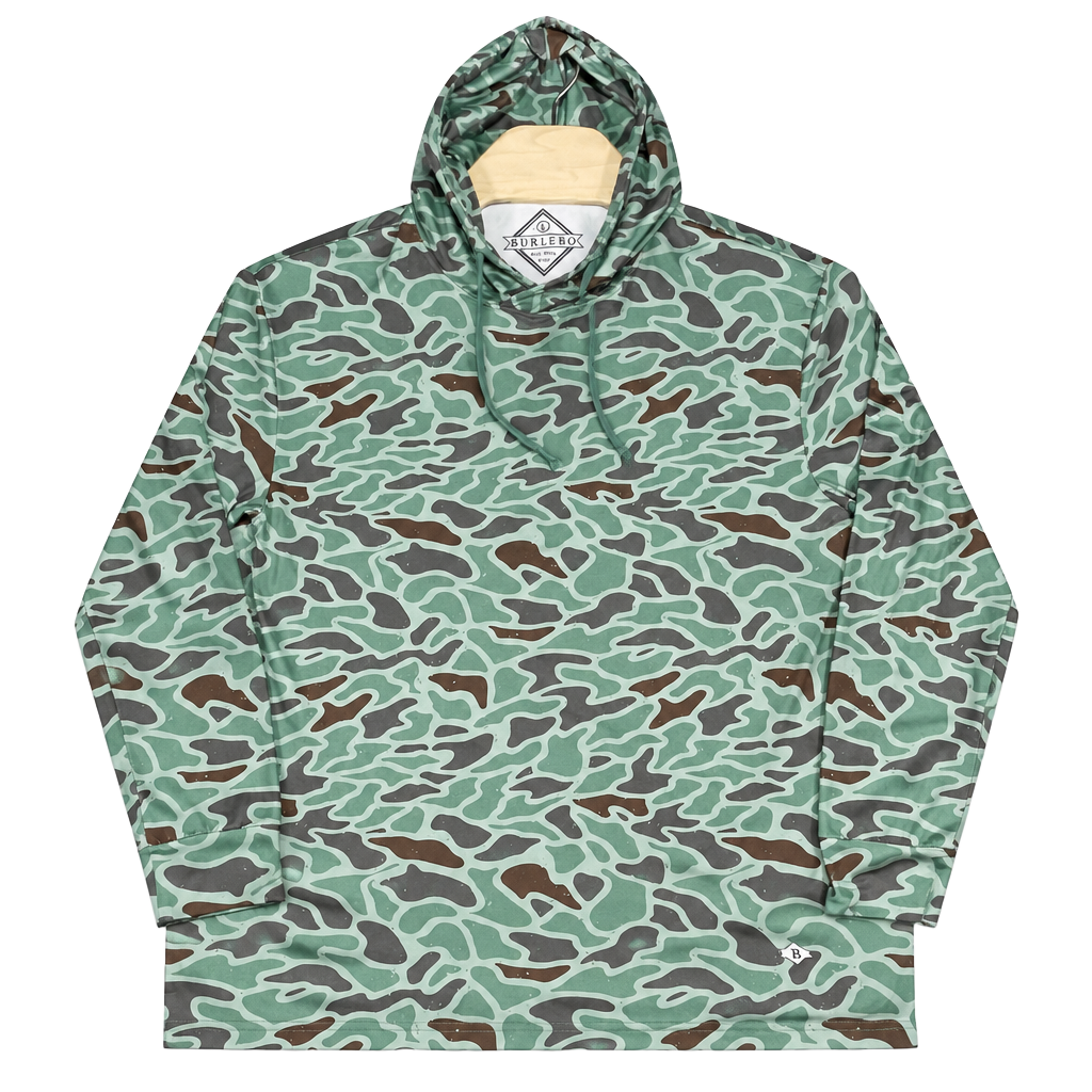 Burlebo Retro Duck Camo Performance Hoodie Size L Green Camouflage 1