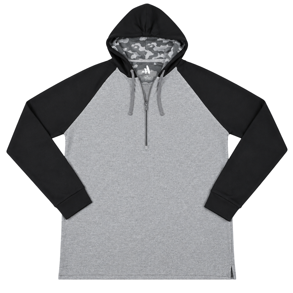 johnnie-O Hoodie Size L Grey Black 1/4 Zip Pullover Camo Lined 1