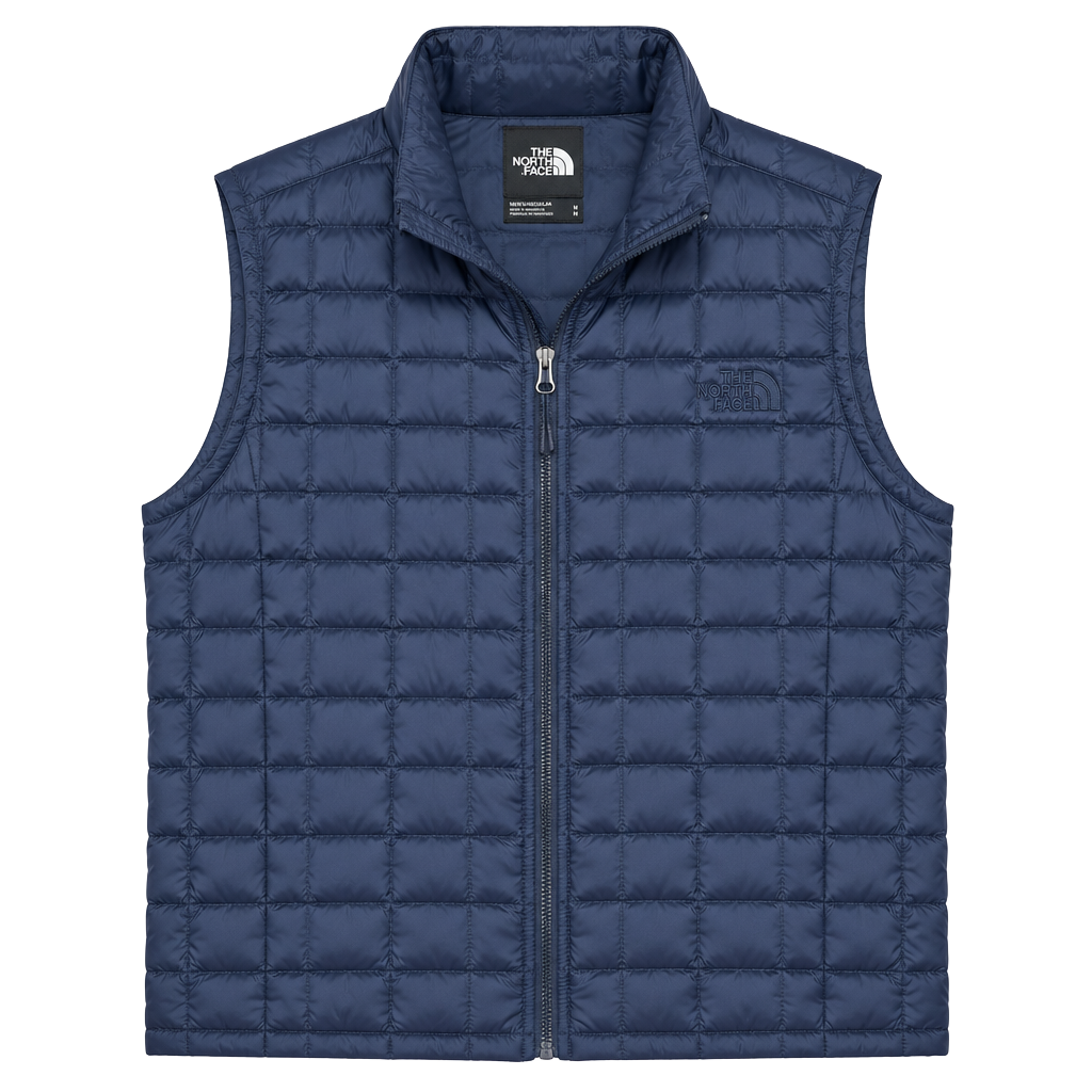 The North Face Thermoball Vest Size M Navy Quilted Insulated Jacket 1