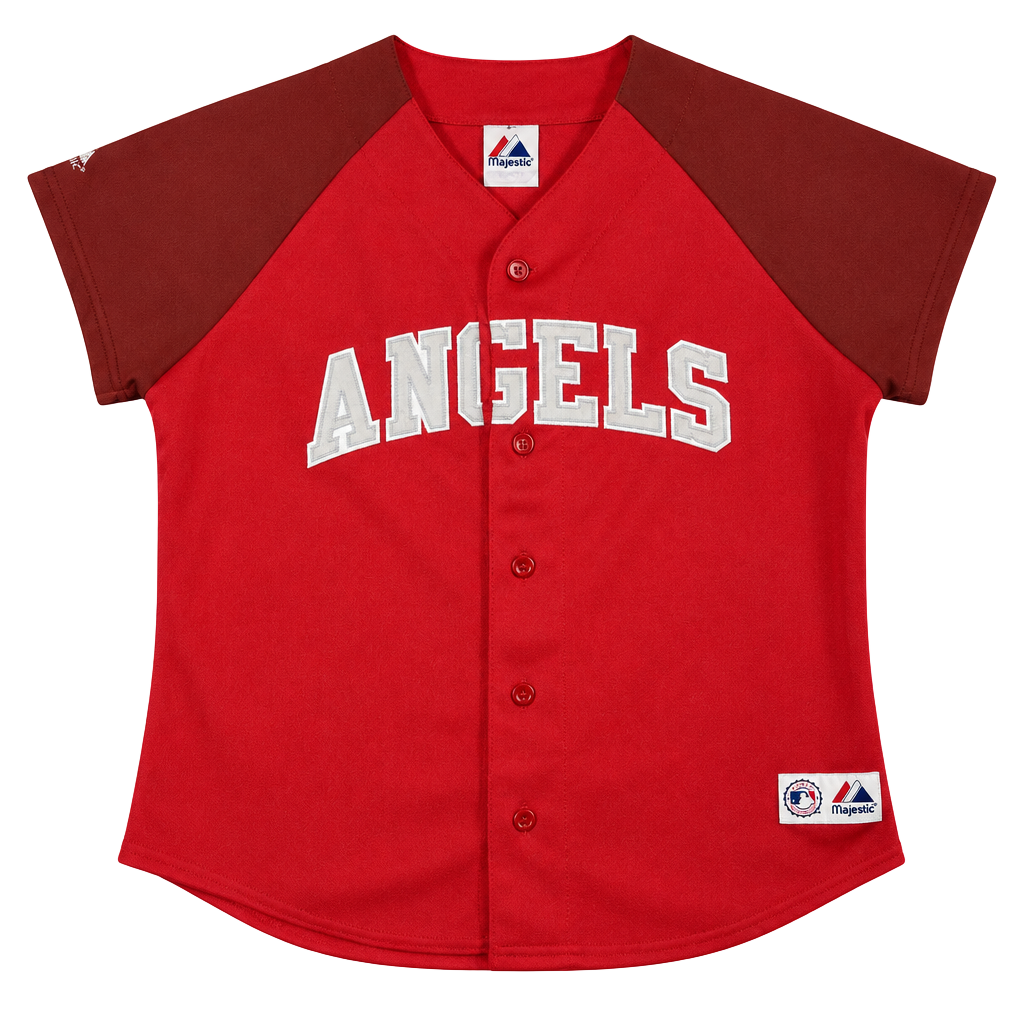Majestic Angels MLB Baseball Jersey M/L Red Polyester Made In USA 1