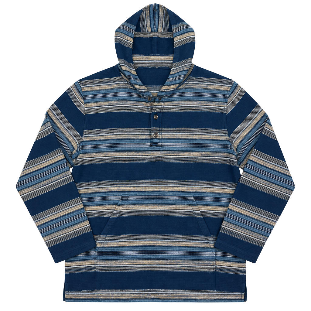 Pendleton Surf Hoodie Size L Blue Striped Button Hooded Sweatshirt 1
