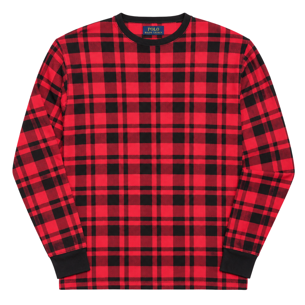 Polo Ralph Lauren Buffalo Plaid Thermal Shirt Size L Red Black Long Sleeve 1