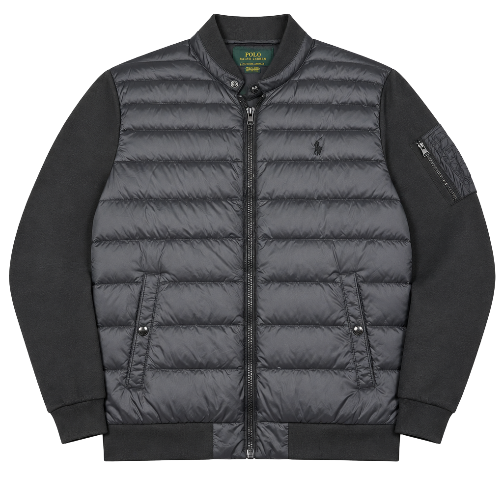 Polo Ralph Lauren Hybrid Bomber Jacket XL Black Puffer Down Full Zip 1