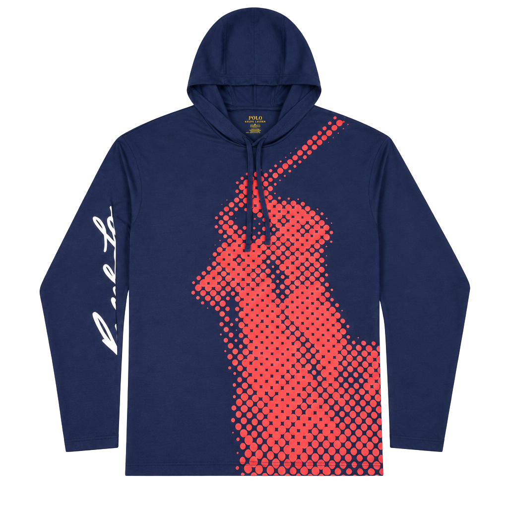 Polo Ralph Lauren Dot Print Big Pony Graphic Hooded Tee Size M Navy 1