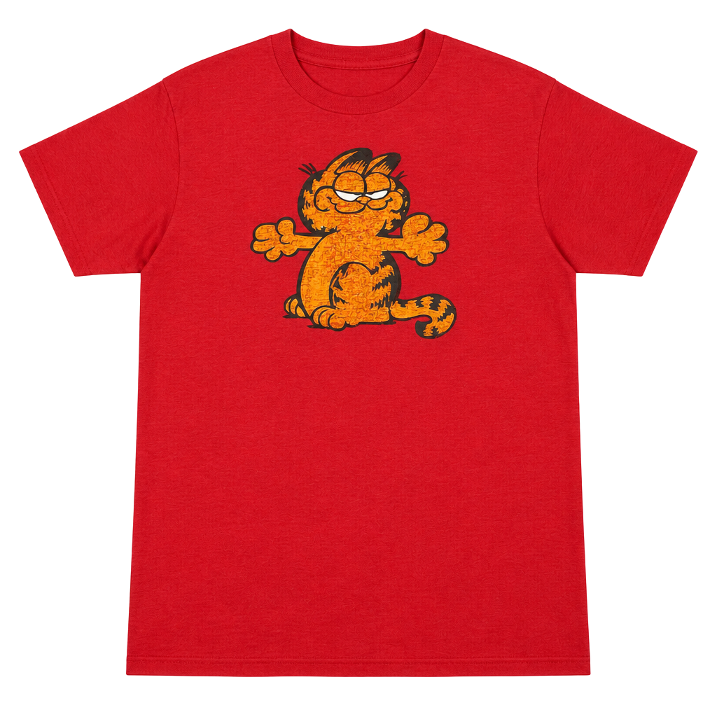 Vintage Hanes Garfield Brown T-Shirt Size L 42-44 Red 50/50 Combed 1