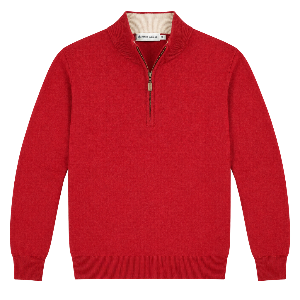 Peter Millar Luxe Blend 1/4 Zip Sweater XL Red Wool Cashmere 1